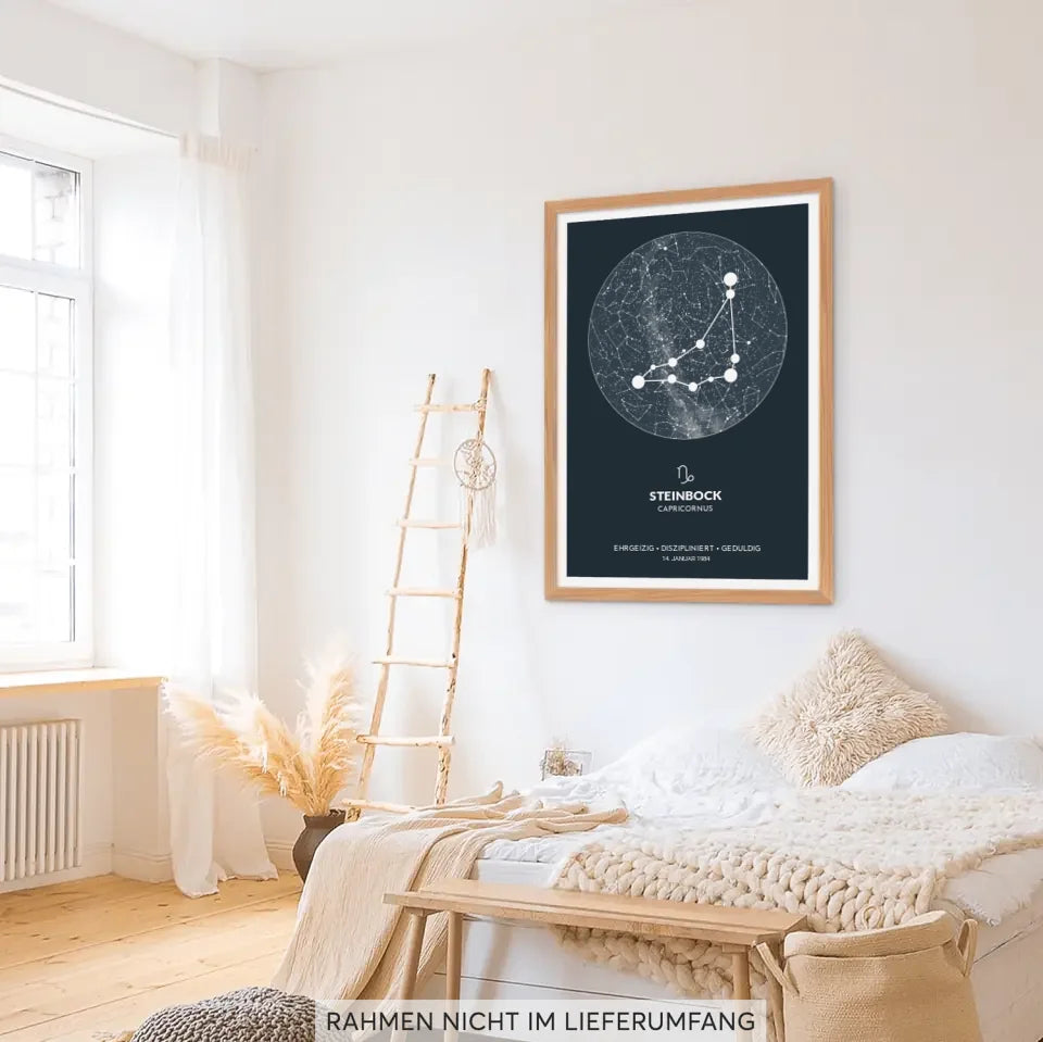 Poster Print Sternzeichen, Sternenkarte, Sternenbild Schlafzimmer