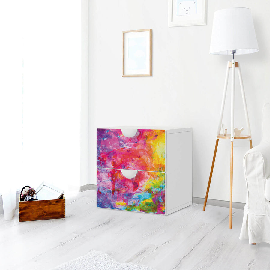 Klebefolie für Möbel Abstract Watercolor - IKEA Smastad Kommode - 2 Schubladen - Kinderzimmer