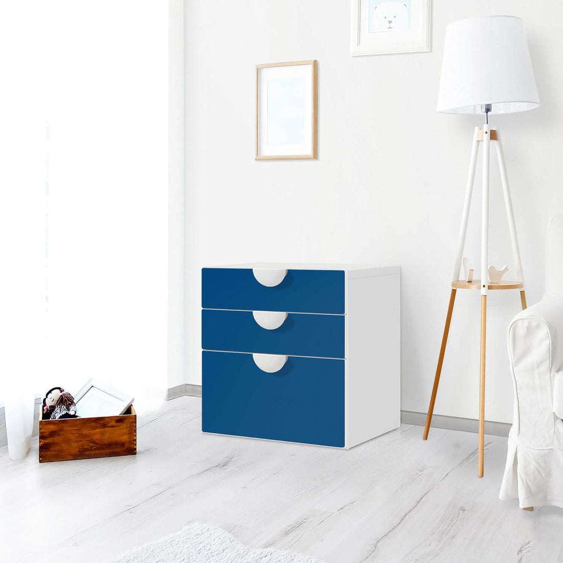 Folie für Möbel Blau Dark - IKEA Smastad Kommode - 3 Schubladen - Kinderzimmer