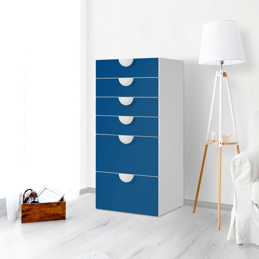 Klebefolie für Möbel Blau Dark - IKEA Smastad Kommode - 6 Schubladen - Kinderzimmer