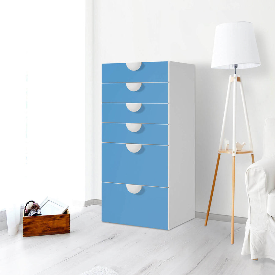 Klebefolie für Möbel Blau Light - IKEA Smastad Kommode - 6 Schubladen - Kinderzimmer