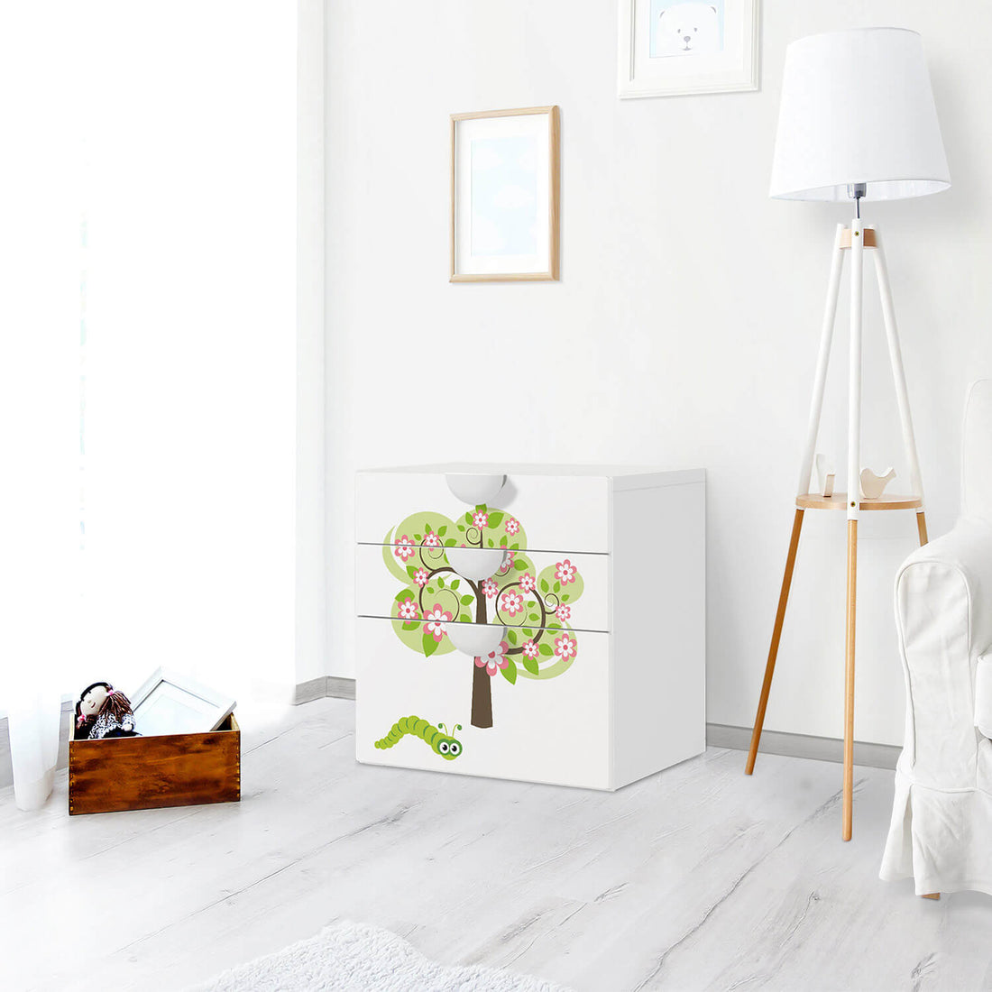 Folie für Möbel Blooming Tree - IKEA Smastad Kommode - 3 Schubladen - Kinderzimmer