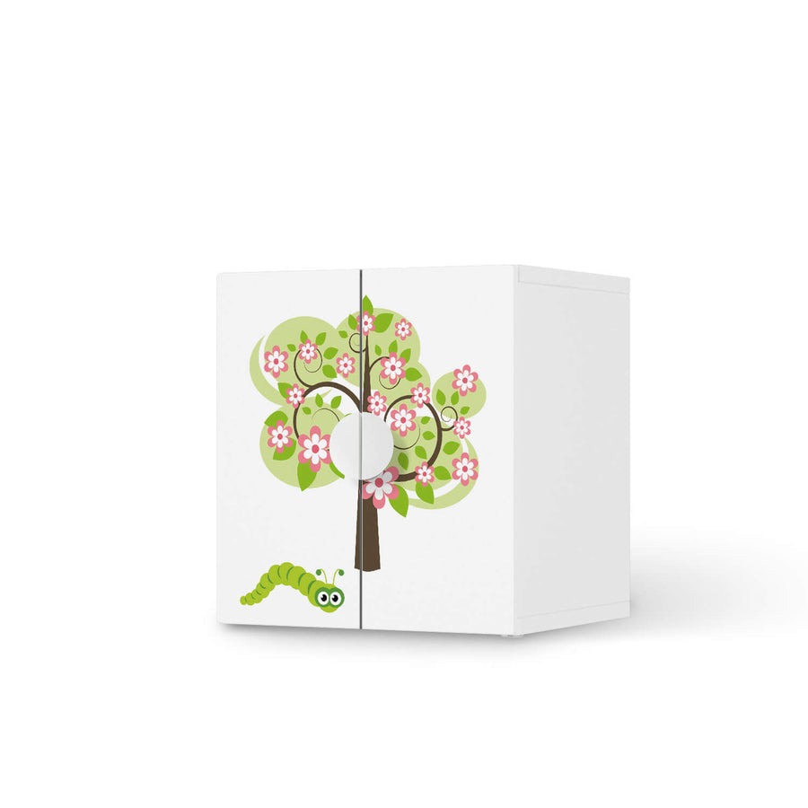 Selbstklebende Folie Blooming Tree - IKEA Smastad Schrank - 2 kleine Türen  - weiss