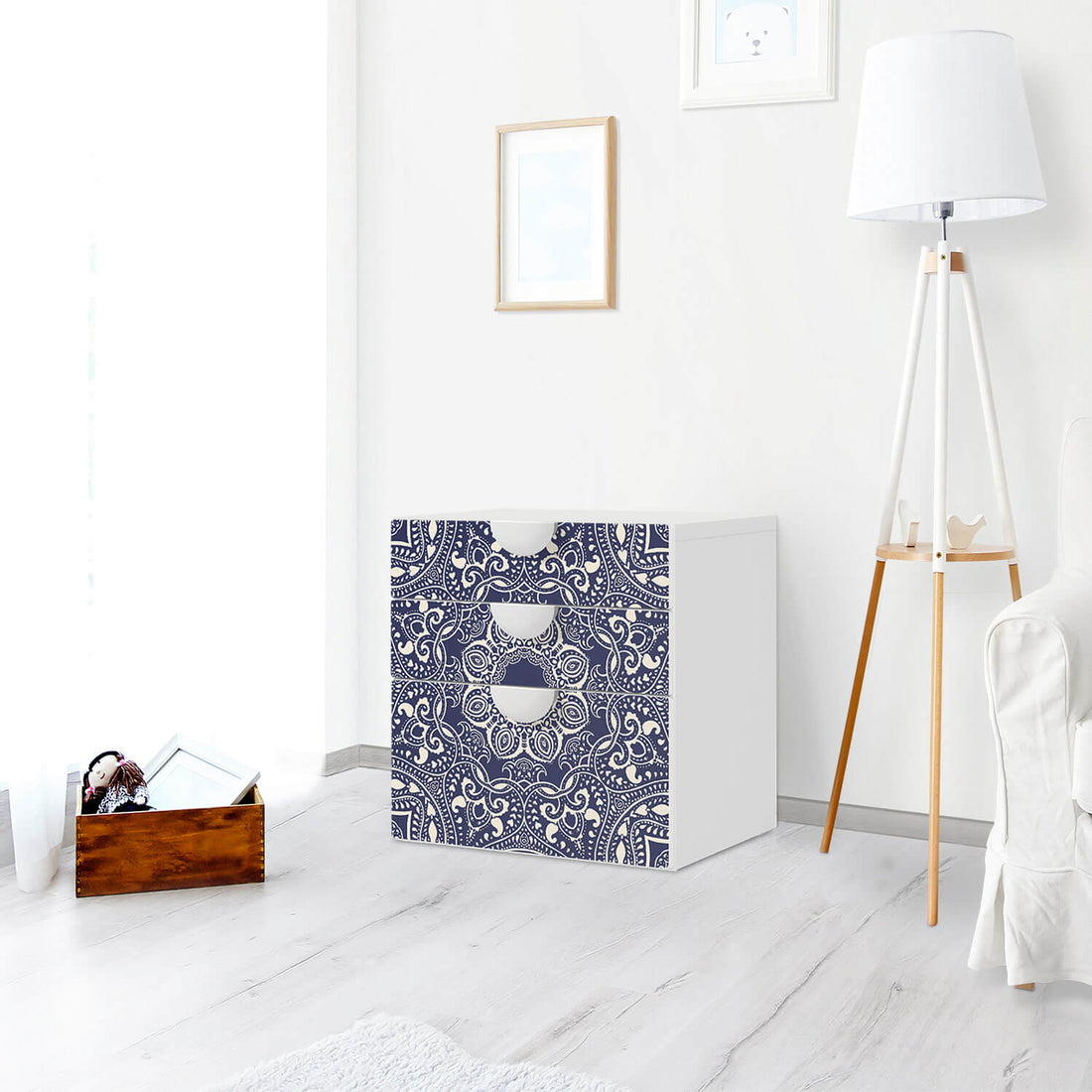 Folie für Möbel Blue Mandala - IKEA Smastad Kommode - 3 Schubladen - Kinderzimmer