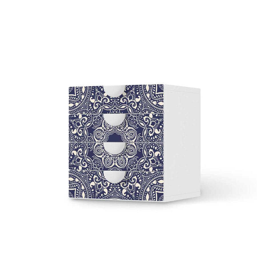 Klebefolie Blue Mandala - IKEA Smastad Kommode - 4 Schubladen  - weiss