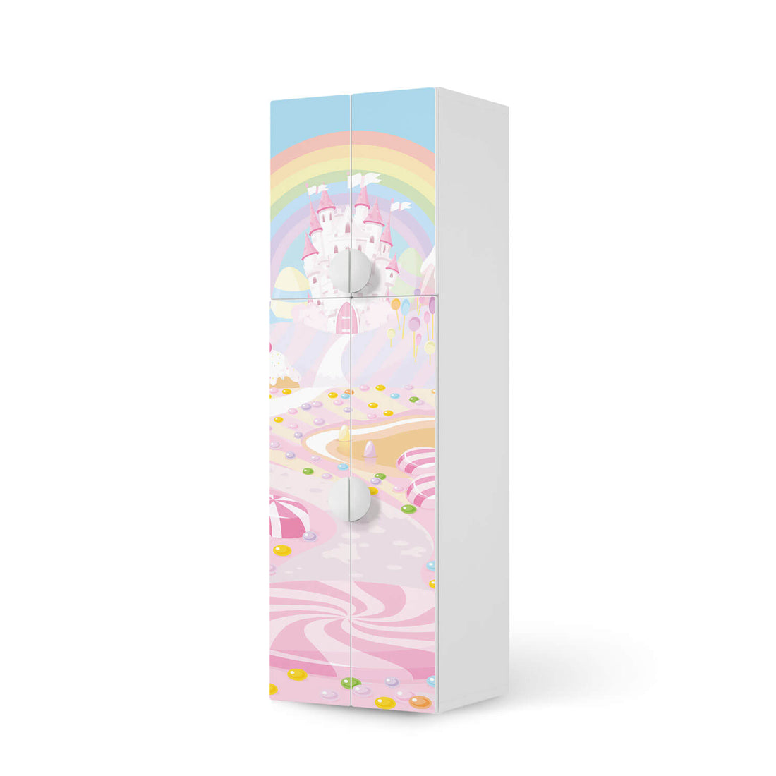 Selbstklebende Folie Candyland - IKEA Smastad kombiniert - 2 große Türen und 2 kleine Türen  - weiss