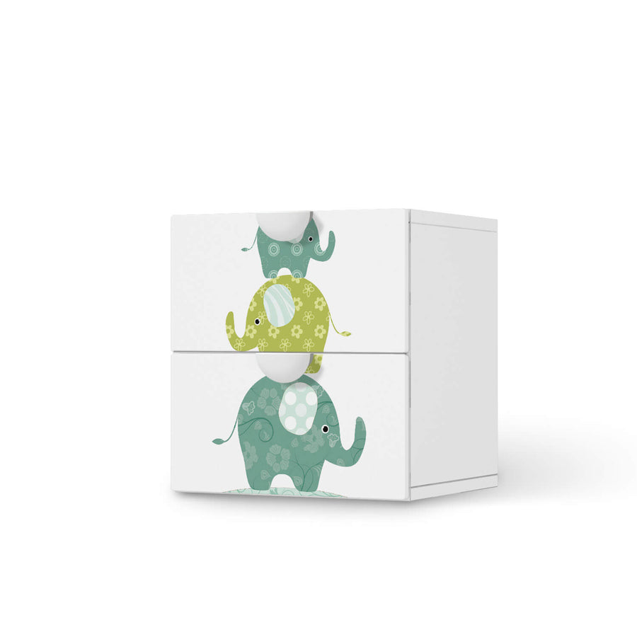 Klebefolie für Möbel Elephants - IKEA Smastad Kommode - 2 Schubladen  - weiss