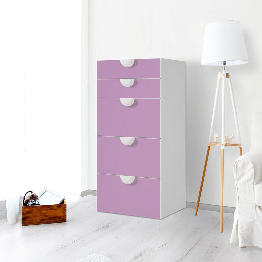 Möbel Klebefolie Flieder Light - IKEA Smastad Kommode - 5 Schubladen - Kinderzimmer