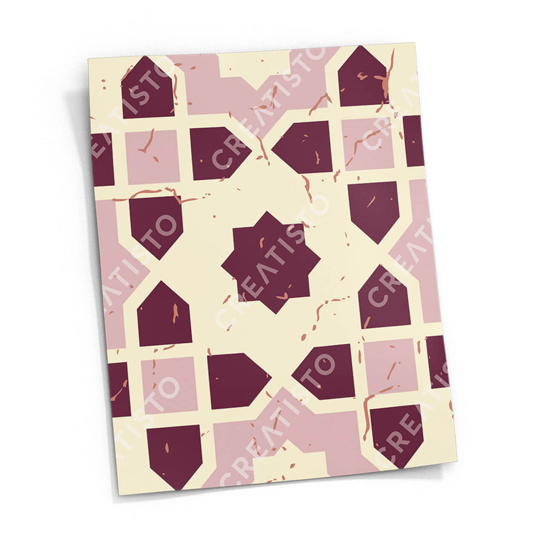 Fliesensticker rechteckig Küche Musterfolie Gross - Mediterranean Tile Set - Red Purple pds1