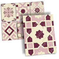 Fliesenaufkleber rechteckig Küche Musterfolie Main - Mediterranean Tile Set - Red Purple