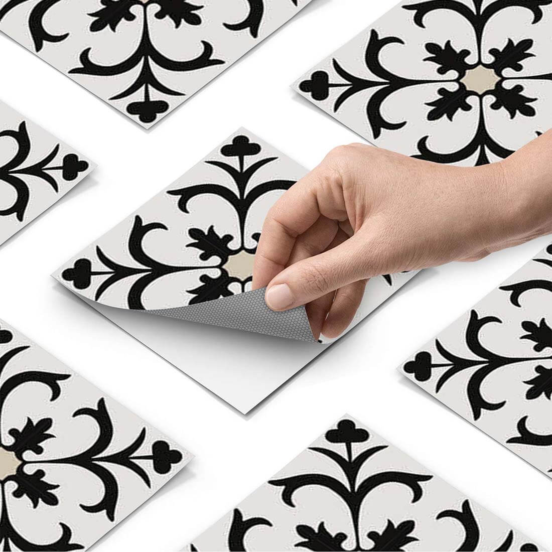 Eigenes Maß Klebefliesen Black Flower Pattern - Paket - creatisto pds1
