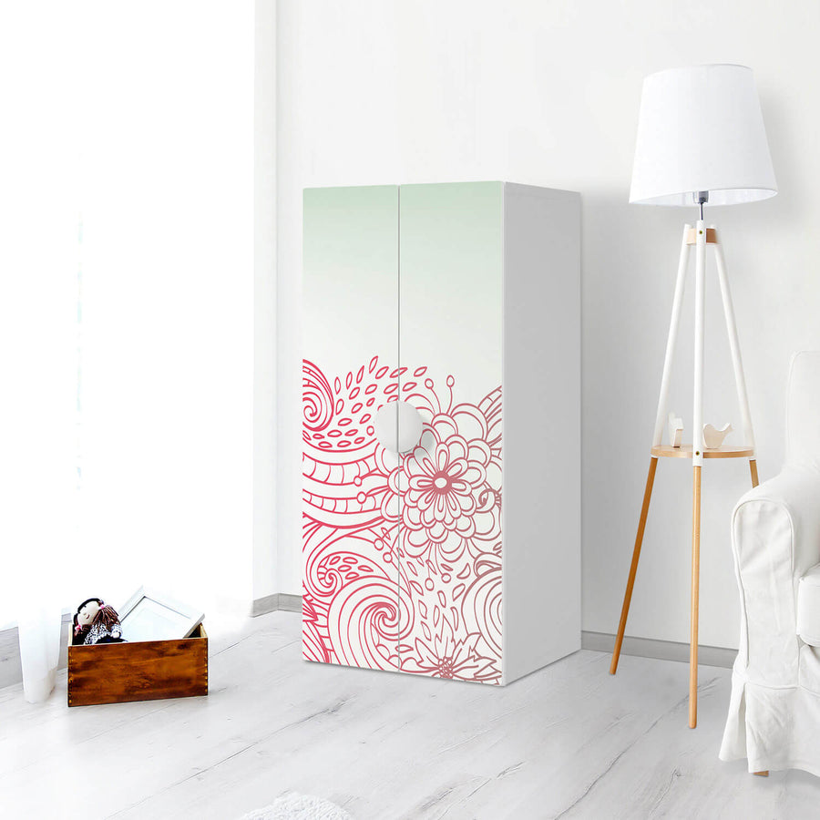 Möbelfolie Floral Doodle - IKEA Smastad Schrank - 2 große Türen - Kinderzimmer