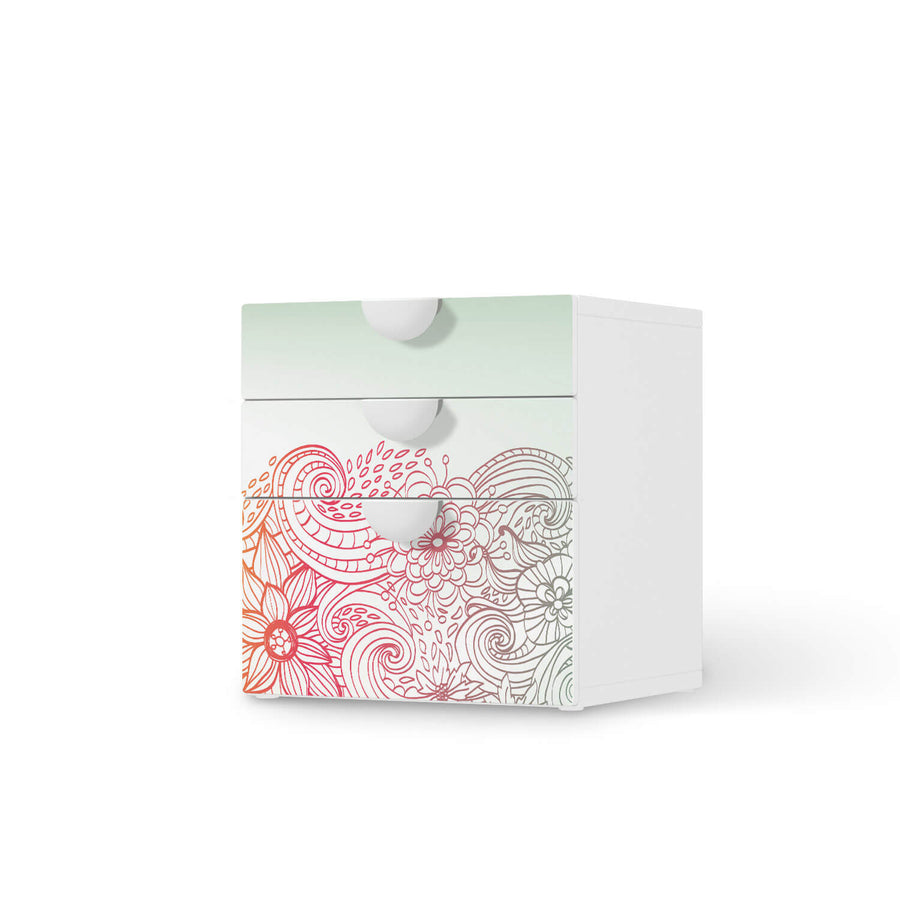 Folie für Möbel Floral Doodle - IKEA Smastad Kommode - 3 Schubladen  - weiss