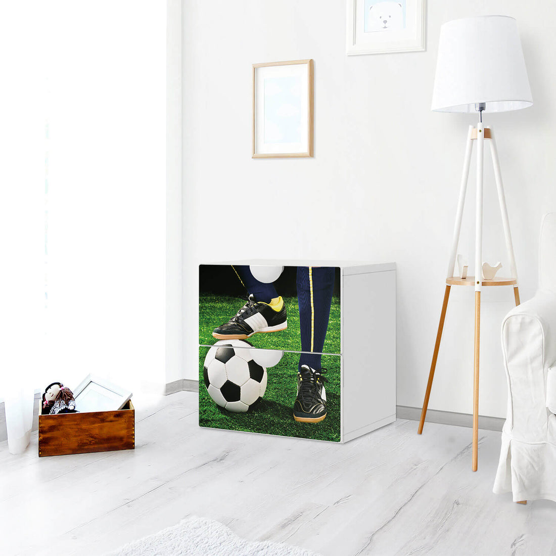 Klebefolie für Möbel Fussballstar - IKEA Smastad Kommode - 2 Schubladen - Kinderzimmer