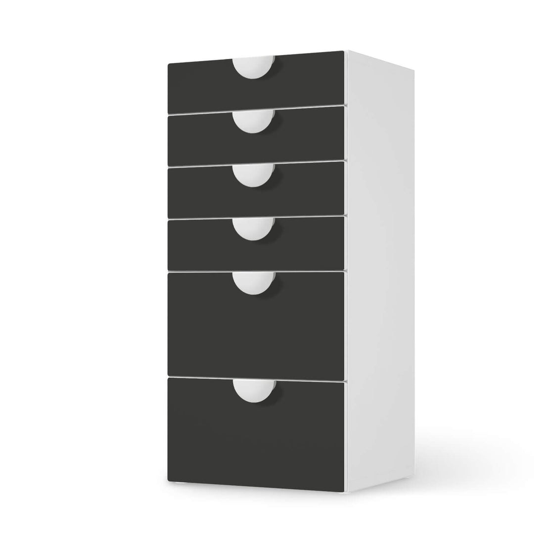 Klebefolie für Möbel Grau Dark - IKEA Smastad Kommode - 6 Schubladen  - weiss