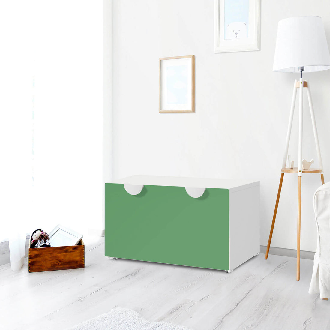 Möbelfolie Grün Light - IKEA Smastad Bank mit Kasten - Kinderzimmer