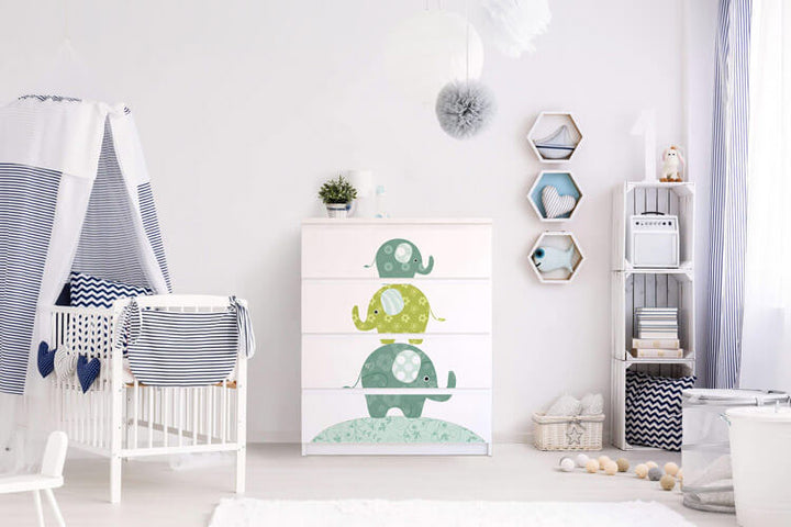 Moebelfolien fuer IKEA kids_malm_zimmer_elephants mobile