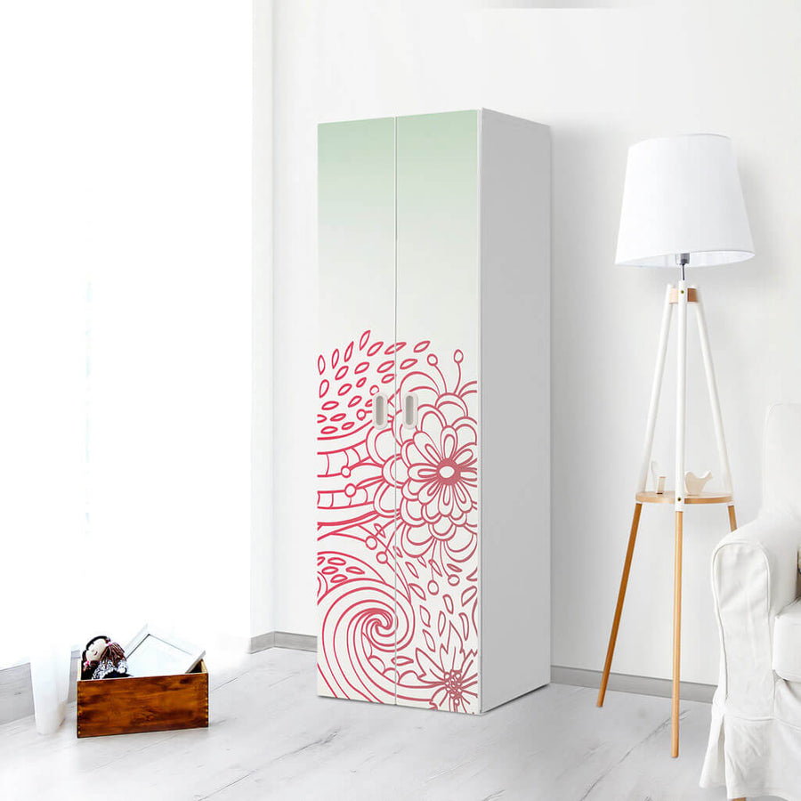 Möbelfolie Floral Doodle - IKEA Stuva / Fritids - 2 hohe Türen (192 cm) - Kinderzimmer