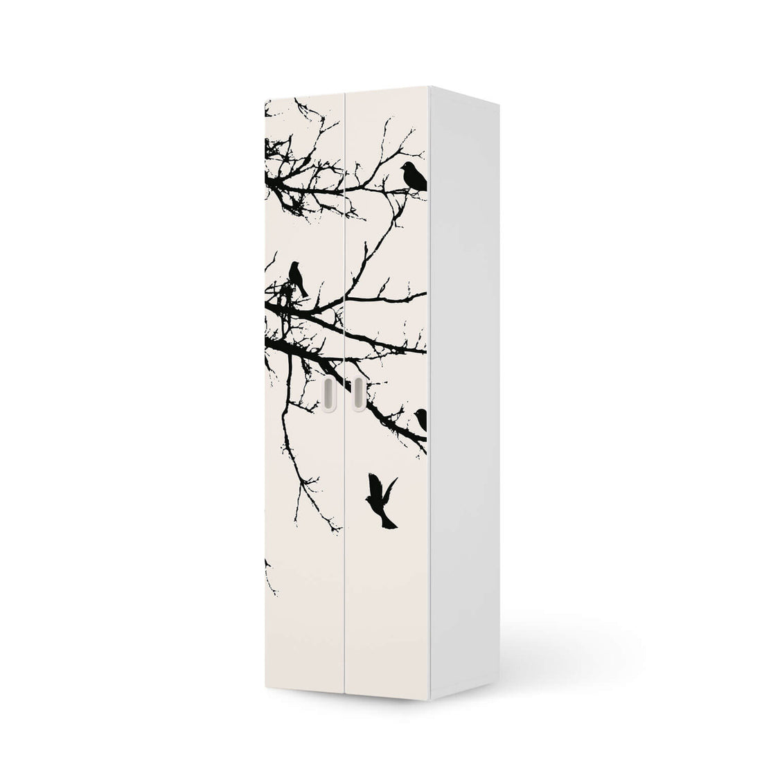 Möbelfolie Tree and Birds 1 - IKEA Stuva / Fritids - 2 hohe Türen (192 cm) - weiss