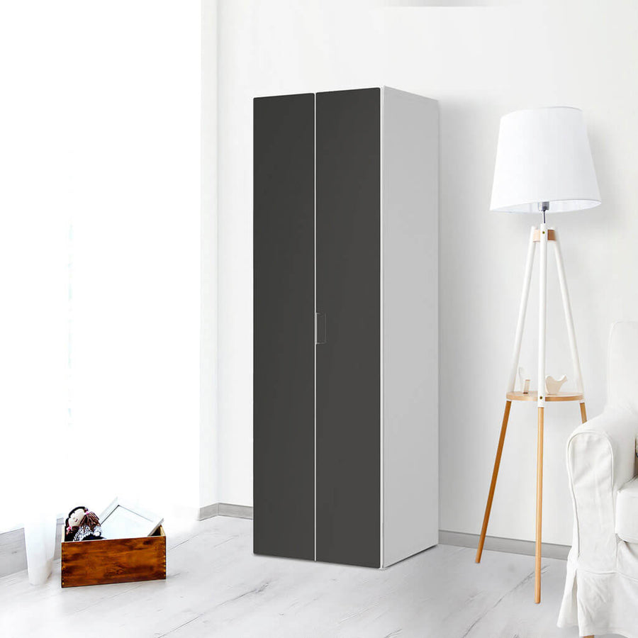 Möbelfolie Grau Dark - IKEA Stuva / Malad - 2 hohe Türen (192 cm) - Wohnzimmer