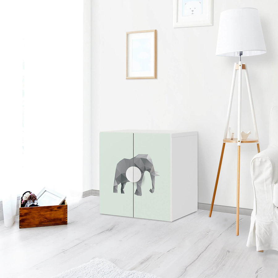 Selbstklebende Folie Origami Elephant - IKEA Smastad Schrank - 2 kleine Türen - Kinderzimmer