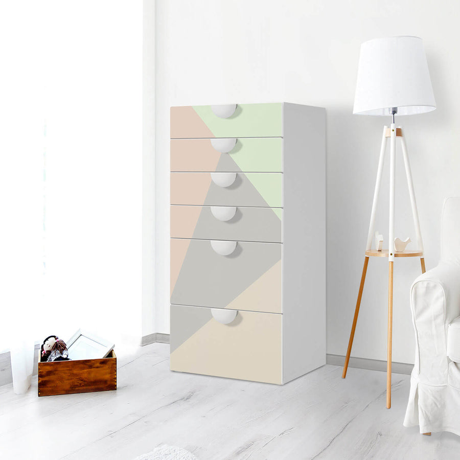 Klebefolie für Möbel Pastell Geometrik - IKEA Smastad Kommode - 6 Schubladen - Kinderzimmer
