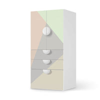 Möbelfolie Pastell Geometrik - IKEA Smastad kombiniert - 3 Schubladen und 2 kleine Türen  - weiss