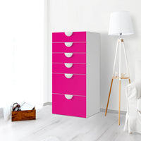 Klebefolie für Möbel Pink Dark - IKEA Smastad Kommode - 6 Schubladen - Kinderzimmer