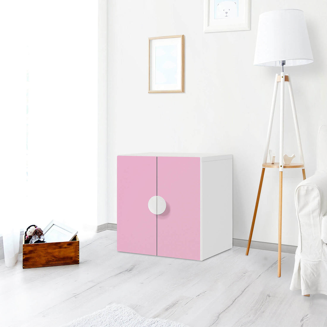 Selbstklebende Folie Pink Light - IKEA Smastad Schrank - 2 kleine Türen - Kinderzimmer