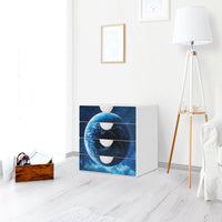 Klebefolie Planet Blue - IKEA Smastad Kommode - 4 Schubladen - Kinderzimmer