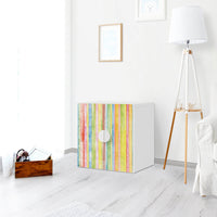 Selbstklebende Folie Watercolor Stripes - IKEA Smastad Schrank - 2 kleine Türen - Kinderzimmer