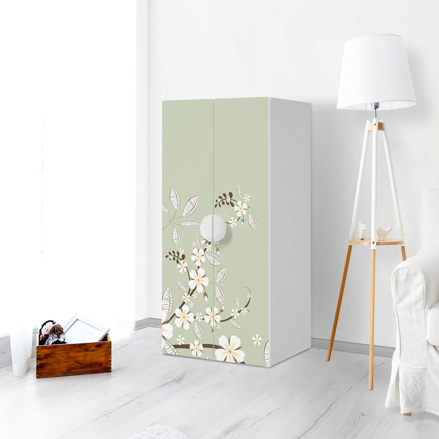 Möbelfolie White Blossoms - IKEA Smastad Schrank - 2 große Türen - Kinderzimmer