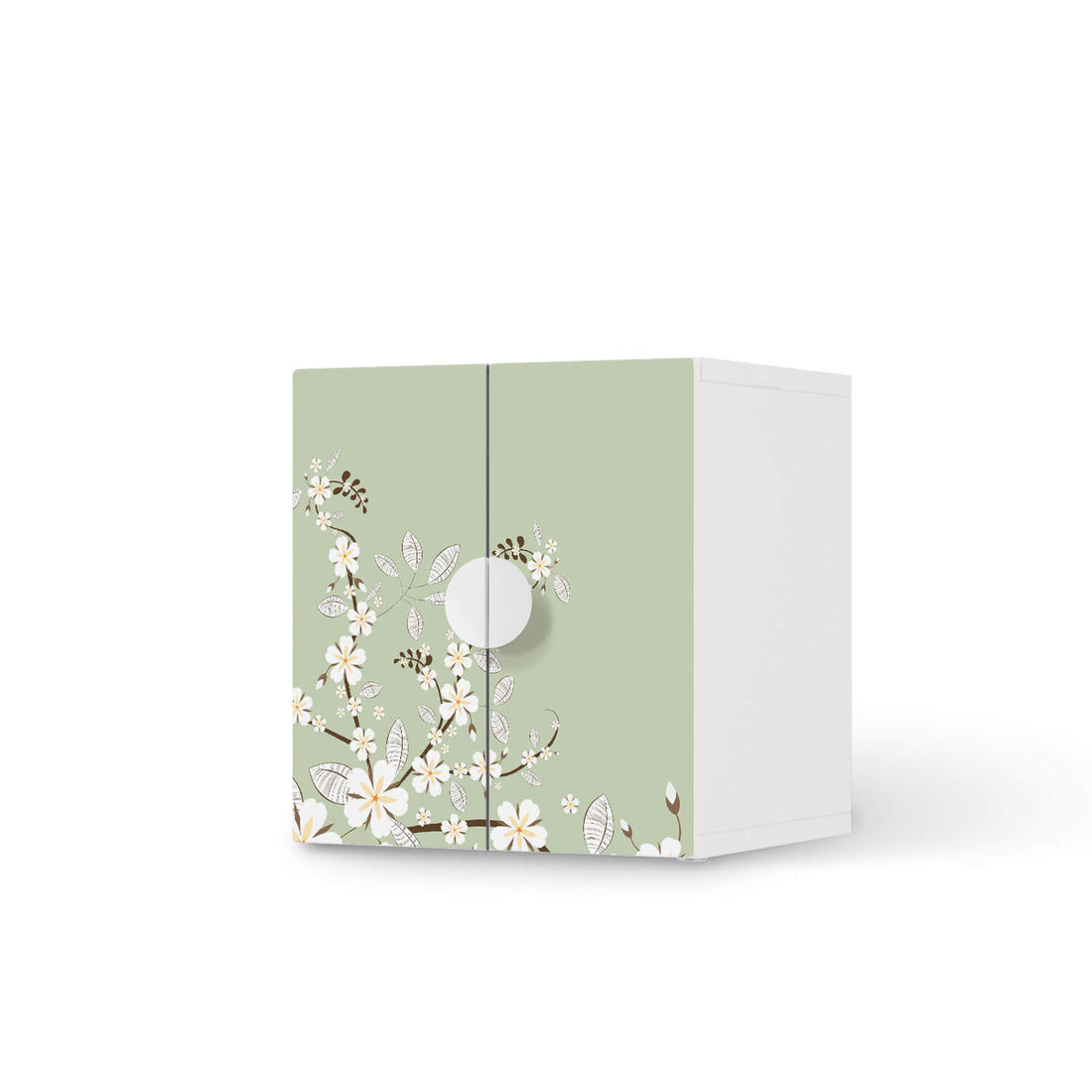 Selbstklebende Folie White Blossoms - IKEA Smastad Schrank - 2 kleine Türen  - weiss