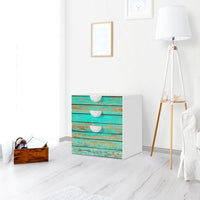 Folie für Möbel Wooden Aqua - IKEA Smastad Kommode - 3 Schubladen - Kinderzimmer