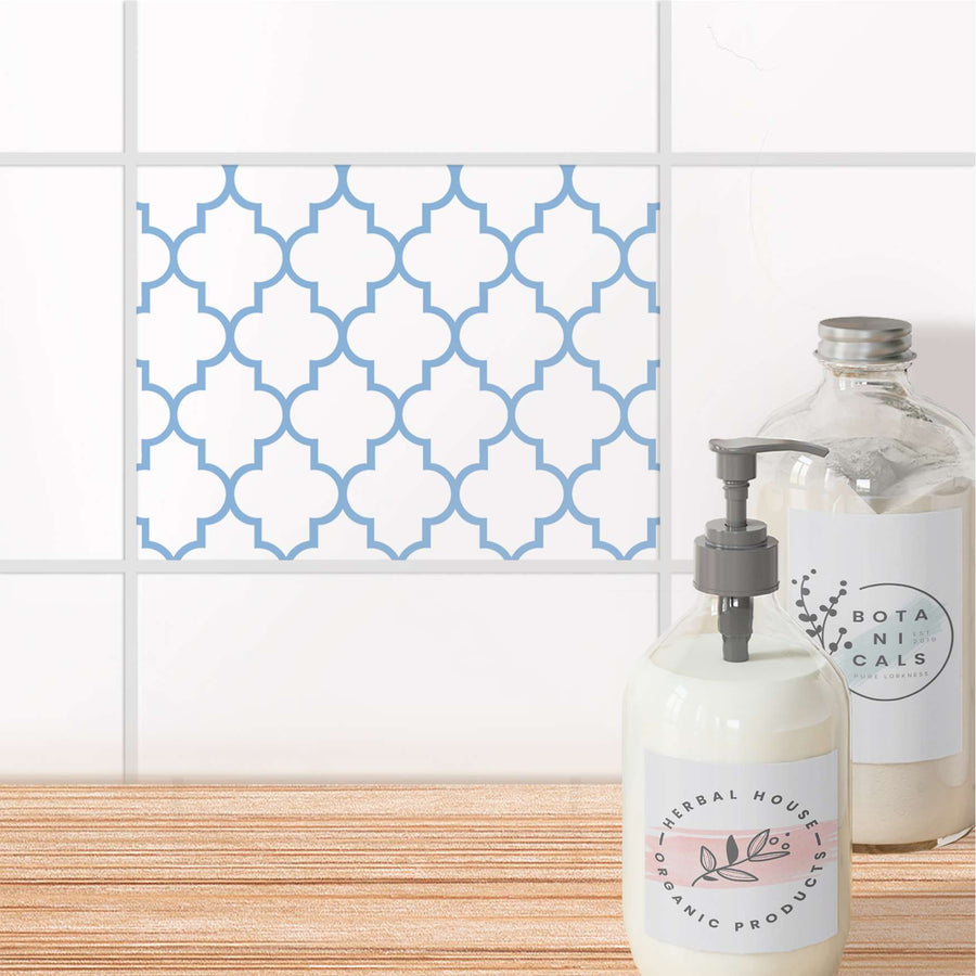 Fliesenfolie Bad - Retro Pattern - Blau