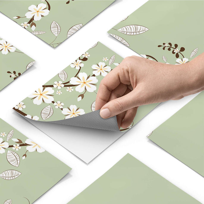 Fliesenfolie - White Blossoms - Do-it-yourself - creatisto pds1