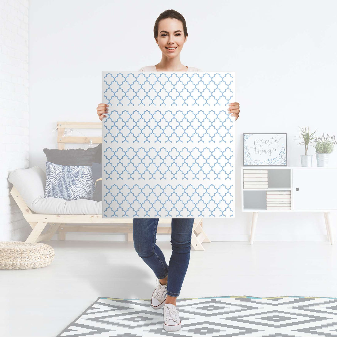 Fensterfolie [hoch] - Design: Retro Pattern - Blau