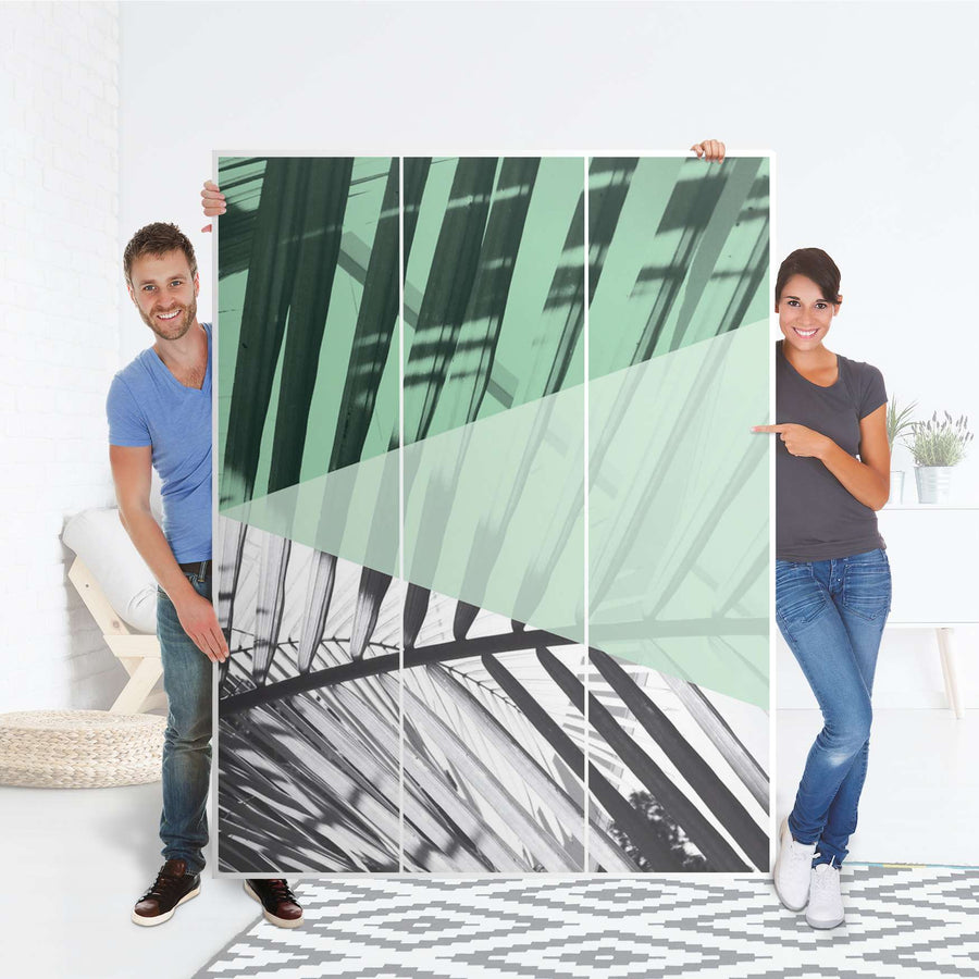 Folie für Möbel Pax Schrank 201 cm - 3 Türen (IKEA) Palmen mint – creatisto