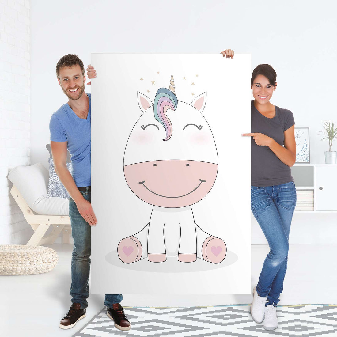 Selbstklebender Folienbogen Baby Unicorn - Größe: 100x150 cm