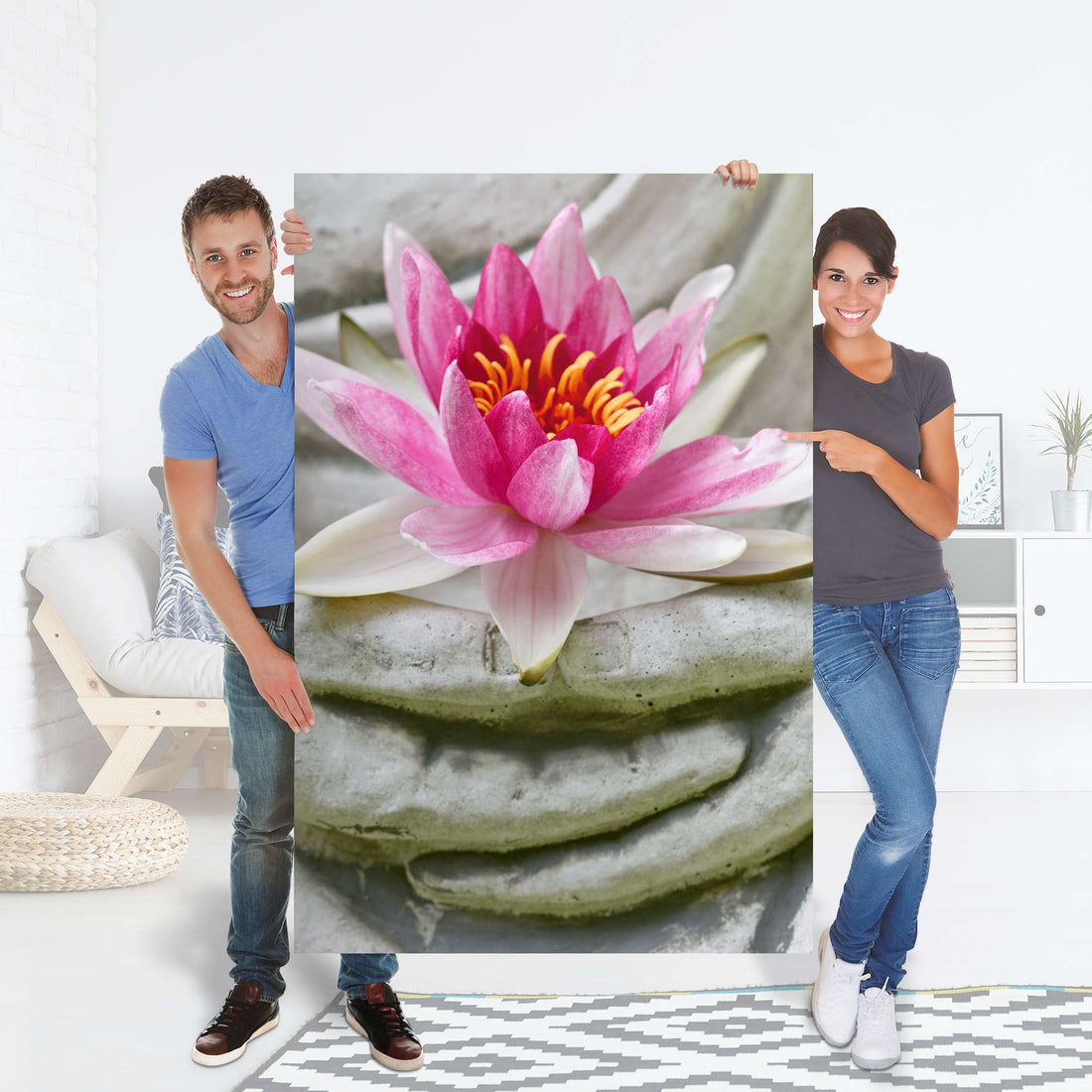 Selbstklebender Folienbogen Flower Buddha - Größe: 100x150 cm