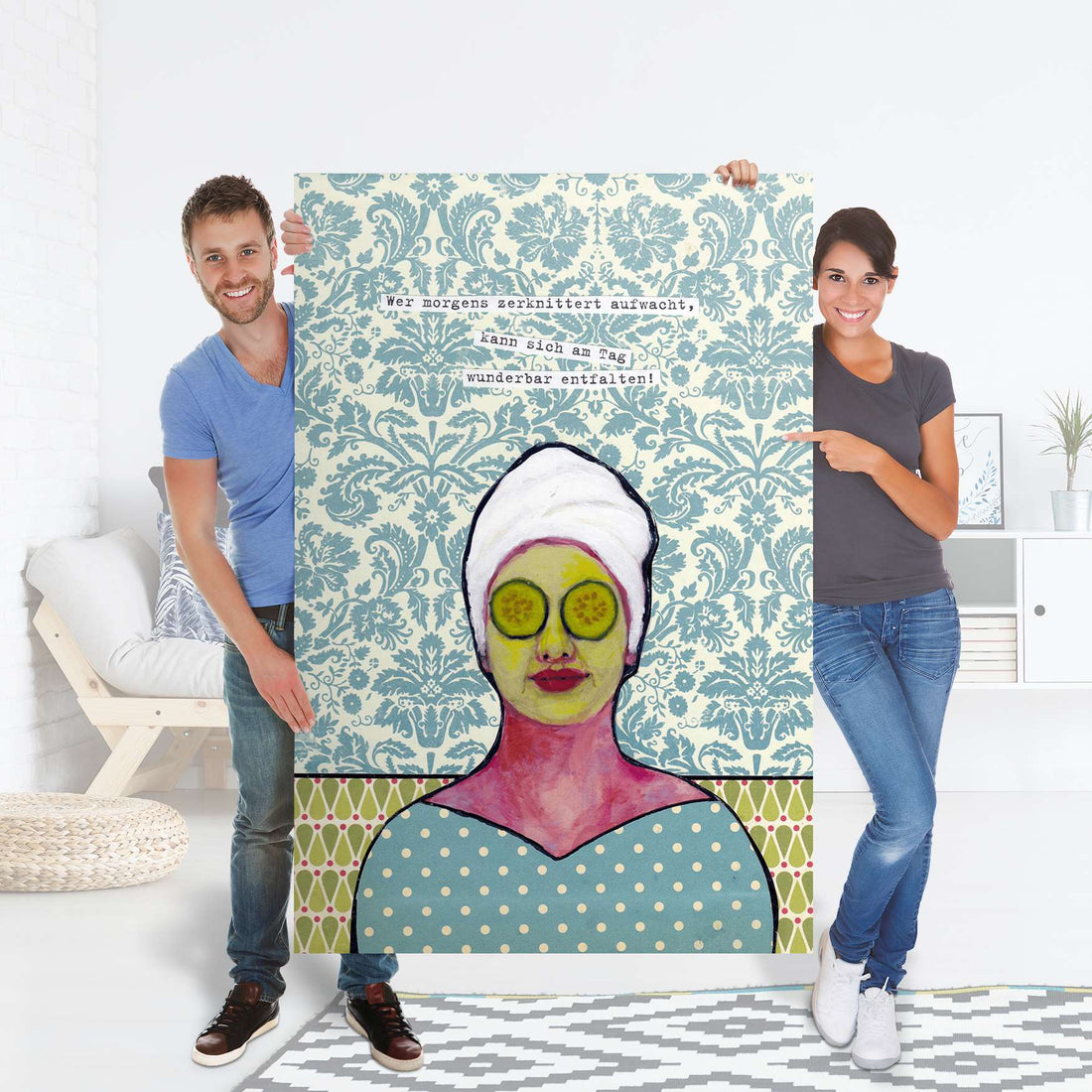 Selbstklebender Folienbogen Frau Gurke - Größe: 100x150 cm