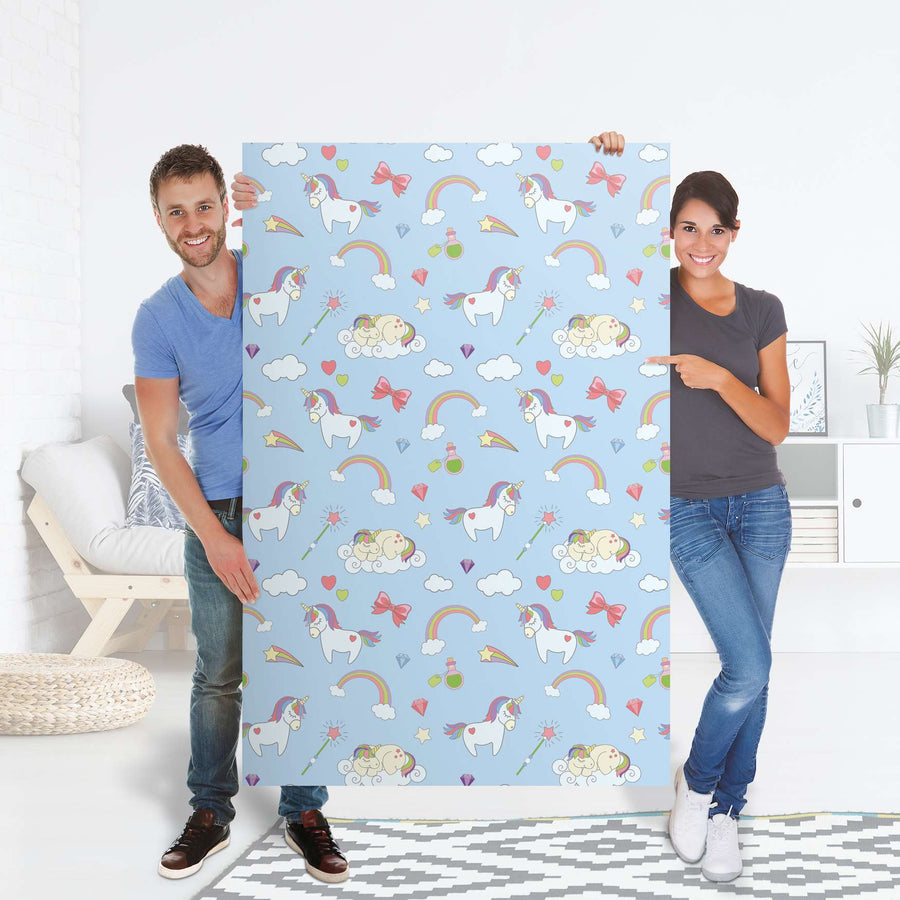 Selbstklebender Folienbogen Rainbow Unicorn - Größe: 100x150 cm