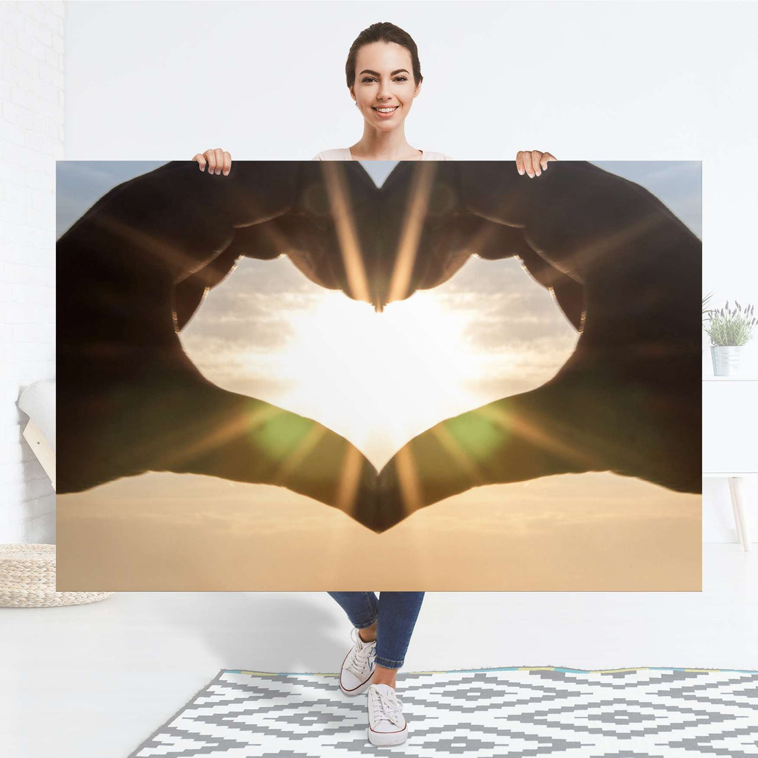 Selbstklebender Folienbogen Sunny Heart - Größe: 150x100 cm