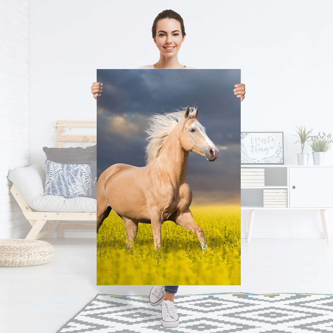 Selbstklebender Folienbogen Wildpferd - Größe: 80x120 cm