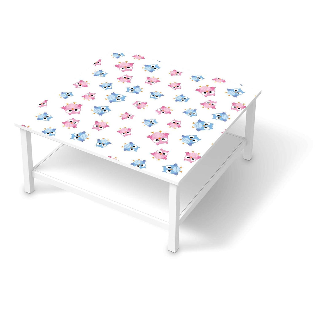 Klebefolie für Möbel Eulenparty - IKEA Hemnes Couchtisch 90x90 cm  - weiss