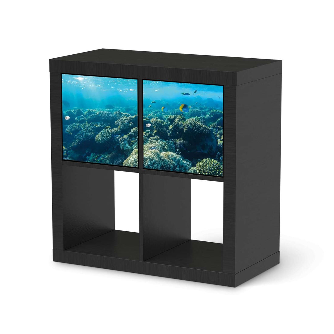 Möbel Klebefolie Underwater World - IKEA Expedit Regal 2 Türen Quer - schwarz