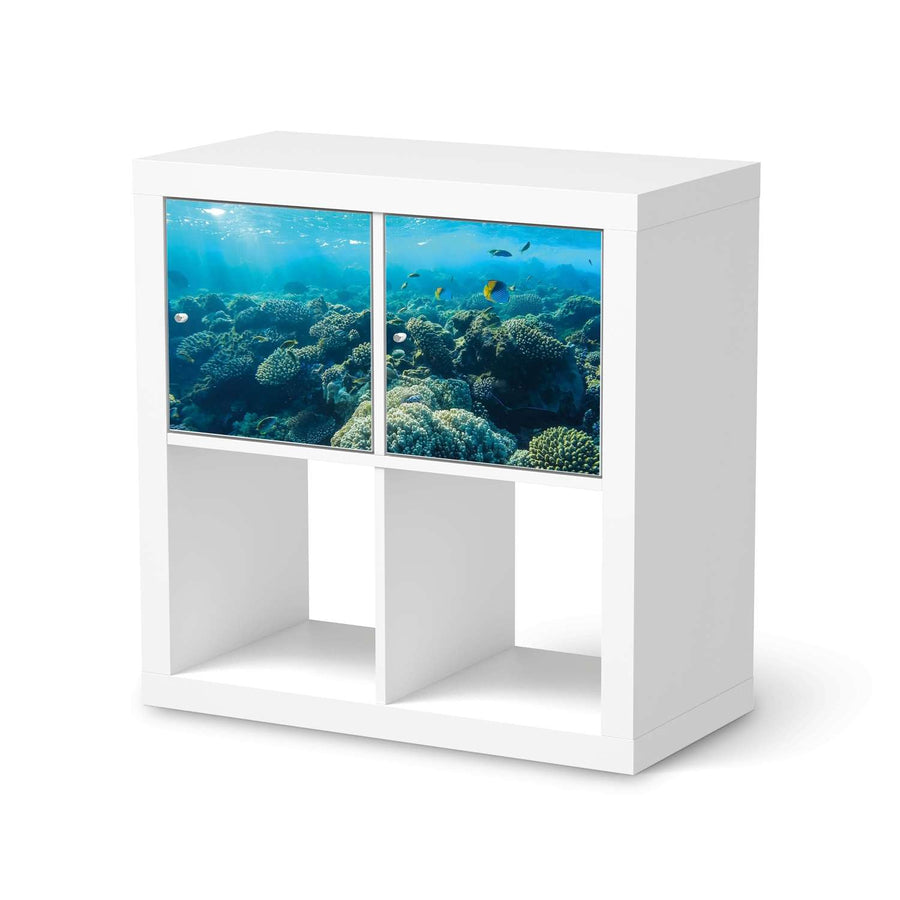 Möbel Klebefolie Underwater World - IKEA Expedit Regal 2 Türen Quer  - weiss