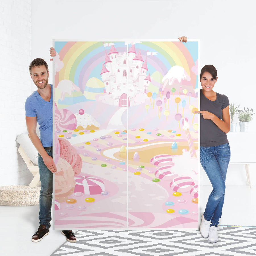 Möbel Klebefolie Candyland - IKEA Pax Schrank 201 cm Höhe - Schiebetür 75 cm - Folie