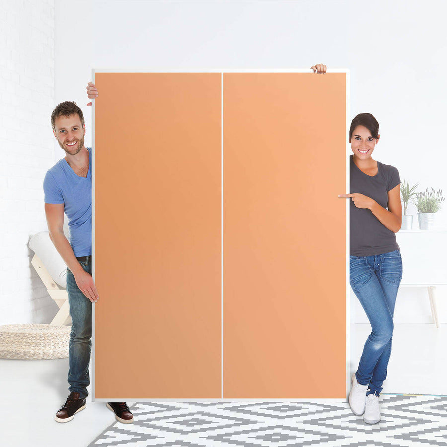 Möbel Klebefolie Orange Light - IKEA Pax Schrank 201 cm Höhe - Schiebetür 75 cm - Folie