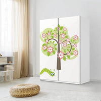 Möbel Klebefolie Blooming Tree - IKEA Pax Schrank 201 cm Höhe - Schiebetür 75 cm - Kinderzimmer